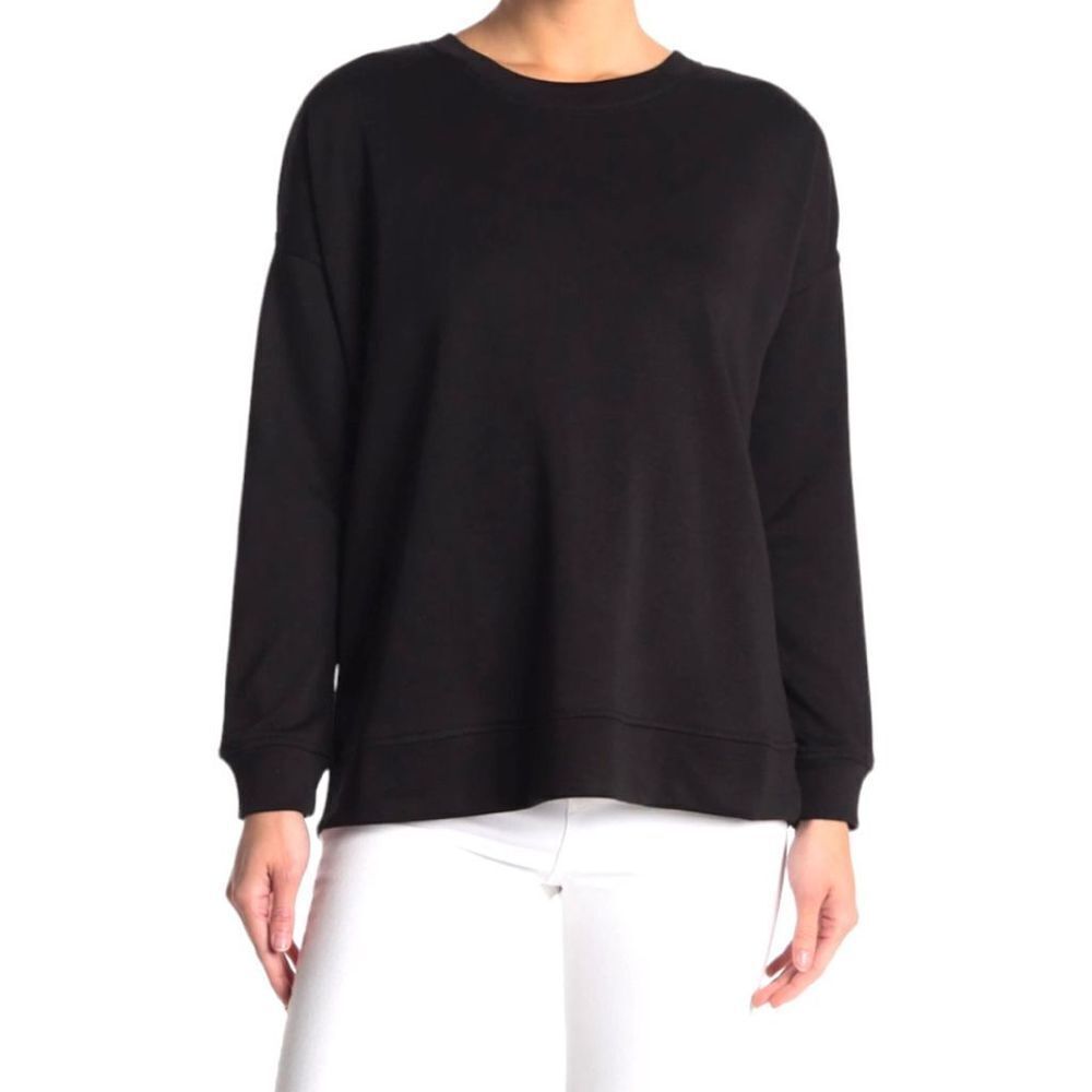 H Halston Studio Women's Top Sweatshirt Pullover Crew Lightweight French Terry S
